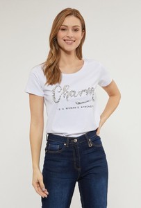 T-shirt Monnari z krótkim rękawem z bawełny z okrągłym dekoltem