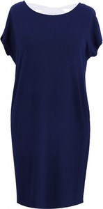 Granatowa sukienka Sklep XL-ka prosta z krótkim rękawem mini