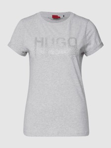 T-shirt Hugo Boss w młodzieżowym stylu z okrągłym dekoltem z bawełny