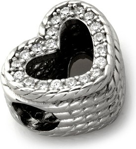 Lovrin srebrna zawieszka 925 beads serce białe cyrkonie