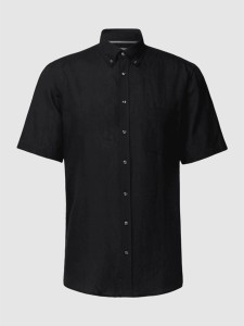 Czarna koszula Christian Berg w stylu casual z krótkim rękawem z kołnierzykiem button down