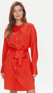 Czerwona sukienka Tommy Hilfiger mini koszulowa z długim rękawem