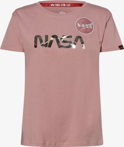 Różowy t-shirt Alpha Industries w młodzieżowym stylu z bawełny