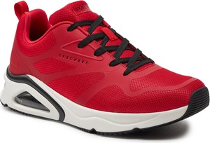 Czerwone buty sportowe Skechers sznurowane w sportowym stylu