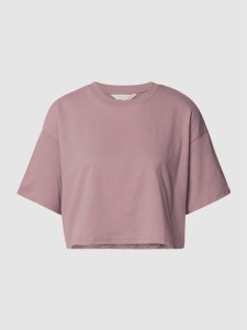 Różowy t-shirt Review z krótkim rękawem w stylu casual z okrągłym dekoltem