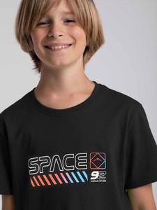 Czarna koszulka dziecięca volcano.pl z krótkim rękawem dla chłopców z bawełny