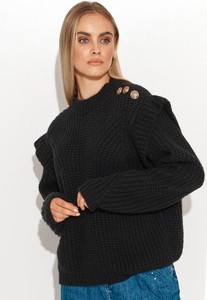 Czarny sweter Makadamia z wełny w stylu casual