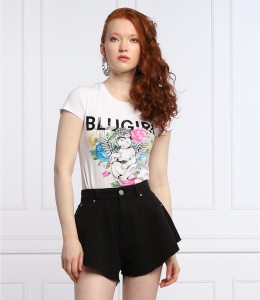 Bluzka Blugirl w młodzieżowym stylu z okrągłym dekoltem z krótkim rękawem