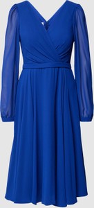 Niebieska sukienka Troyden Collection midi z długim rękawem kopertowa