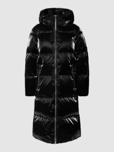 Czarny płaszcz Tommy Hilfiger w stylu casual z kapturem
