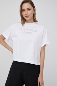 T-shirt Calvin Klein z okrągłym dekoltem w młodzieżowym stylu z krótkim rękawem