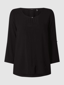 Czarna bluzka Vero Moda z długim rękawem z okrągłym dekoltem w stylu casual