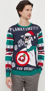 Sweter answear.com z okrągłym dekoltem w młodzieżowym stylu w bożonarodzeniowy wzór