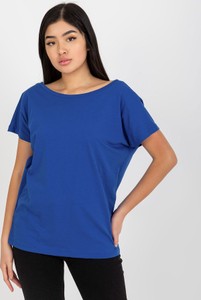 Niebieska bluzka Basic Feel Good w stylu casual z krótkim rękawem