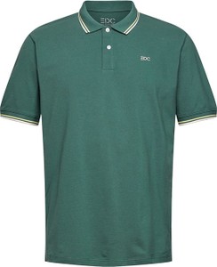 Zielona koszulka polo Esprit z bawełny z krótkim rękawem w stylu casual