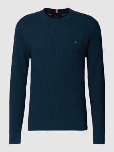 Granatowy sweter Tommy Hilfiger z okrągłym dekoltem w stylu casual