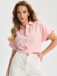 Różowa koszula Sinsay w stylu casual z bawełny