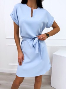 Niebieska sukienka ModnaKiecka.pl mini z dekoltem w kształcie litery v