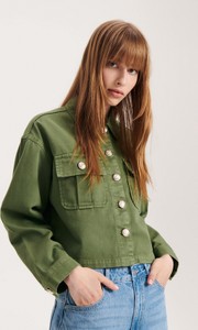 Zielona kurtka Reserved z jeansu krótka bez kaptura