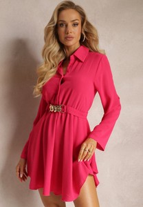Różowa sukienka Renee w stylu casual mini koszulowa