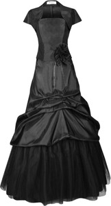 Czarna sukienka Fokus z krótkim rękawem z tiulu maxi
