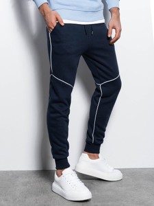 Granatowe spodnie sportowe Ombre w stylu casual z dresówki