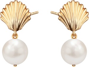Pearls - Biżuteria Yes Kolczyki srebrne pozłacane z perłami - muszle - Pearls