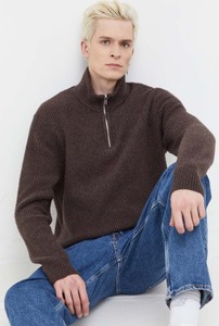 Brązowy sweter Abercrombie & Fitch ze stójką w stylu casual