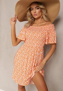 Pomarańczowa sukienka Renee oversize mini z krótkim rękawem