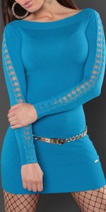 Niebieska sukienka Amiatex z długim rękawem mini