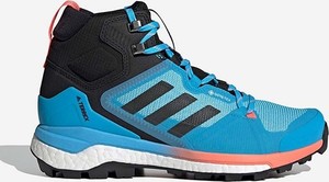 Niebieskie buty trekkingowe Adidas z płaską podeszwą sznurowane