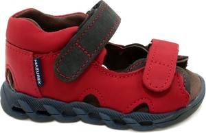 Czerwone buty dziecięce letnie Mazurek ze skóry na rzepy
