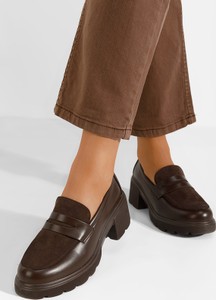 Brązowe półbuty Zapatos w stylu casual z płaską podeszwą