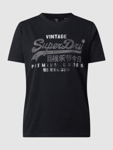 Czarny t-shirt Superdry z bawełny w młodzieżowym stylu