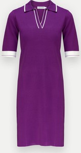 Fioletowa sukienka Molton z krótkim rękawem z dekoltem w kształcie litery v