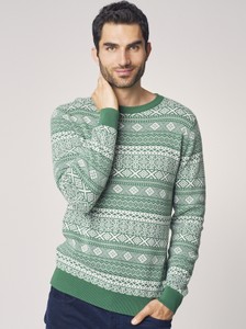 Zielony sweter Ochnik w bożonarodzeniowy wzór