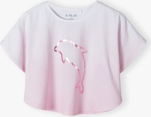 Różowa bluzka dziecięca 5.10.15. z jeansu dla dziewczynek