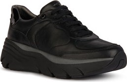 Czarne buty sportowe Geox z płaską podeszwą sznurowane