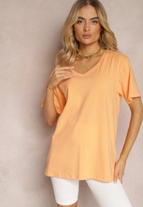 Pomarańczowy t-shirt Renee w stylu klasycznym z bawełny