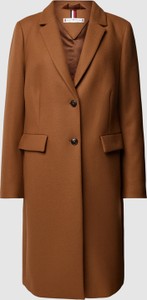 Brązowy płaszcz Tommy Hilfiger w stylu casual bez kaptura