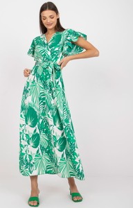 Zielona sukienka ITALY MODA z krótkim rękawem maxi