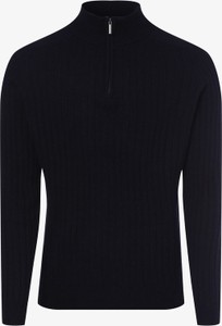 Granatowy sweter Andrew James w stylu casual ze stójką