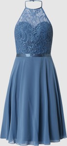 Niebieska sukienka Luxuar Fashion mini z dekoltem w kształcie litery v bez rękawów