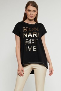 Czarny t-shirt Monnari z krótkim rękawem z okrągłym dekoltem