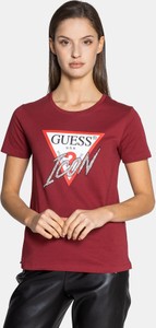 T-shirt Guess w młodzieżowym stylu z krótkim rękawem z okrągłym dekoltem
