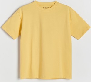Żółta koszulka dziecięca Reserved z krótkim rękawem z dzianiny