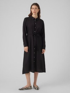 Czarna sukienka Vero Moda w stylu casual koszulowa midi
