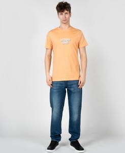 Pomarańczowy t-shirt Guess z tkaniny z krótkim rękawem w stylu klasycznym