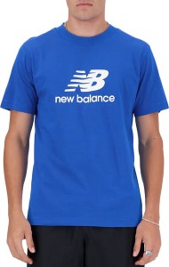 Niebieski t-shirt New Balance z krótkim rękawem z bawełny w stylu klasycznym