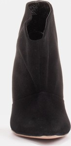 Czarne botki Marco Shoes na szpilce na zamek ze skóry